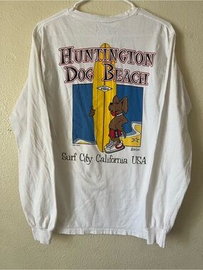 Vintage 2002 Huntington Dog Beach Surf City California Long Sleeve T-Shirt